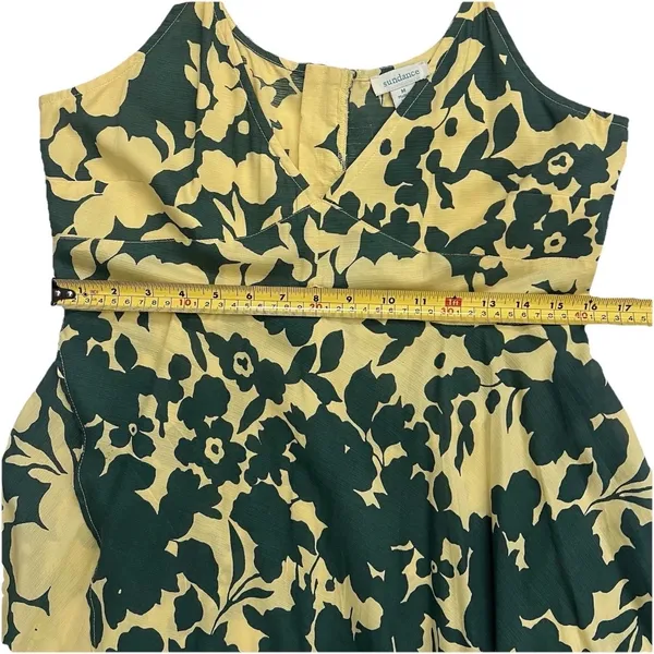 Sundance Soliloquies Dress M Citron Yellow Green Floral Asymmetrical Boho Resort - Image 9