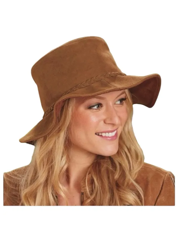 Express 𖤗 Suede Floppy Hat with Braided Trim 𖤗 Brown 𖤗 Festival Boho Hippie Vibe - Image 14