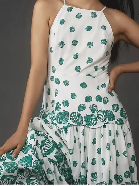 Anthropologie x Maeve Seashell Drop Waist Tiered Dress size XXS - Image 3