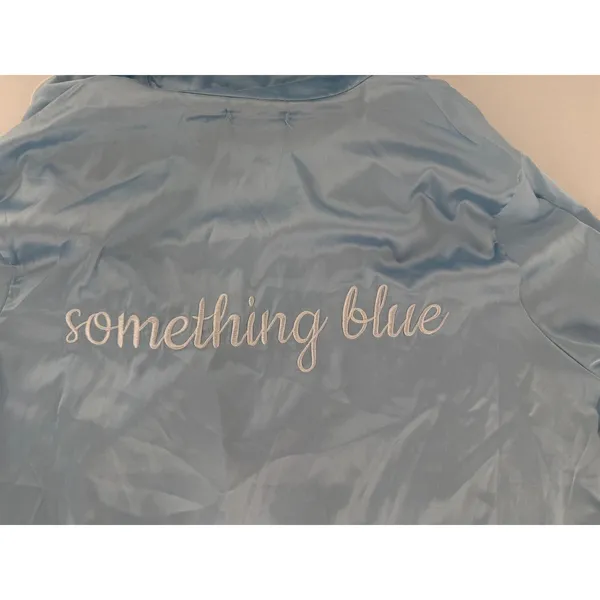 Nasty Gal Something Blue Bridal Pajama Set US 4 Baby Blue Feather Trim NWT - Image 3