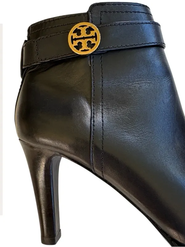 EUC Tory Burch Leather Bristol Heeled Ankle Boots Black Size 7.5 - Image 4