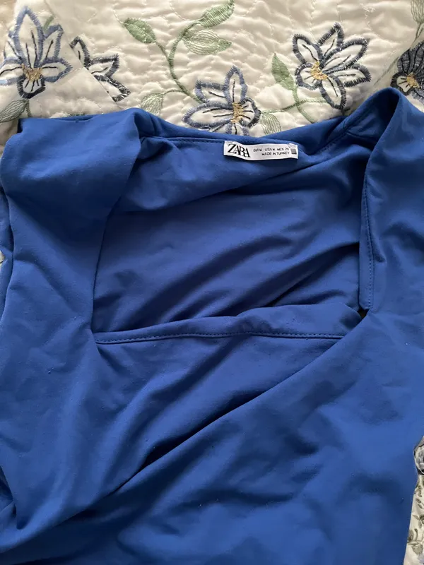 ZARA Blue Square Neck Bodysuit - Image 2