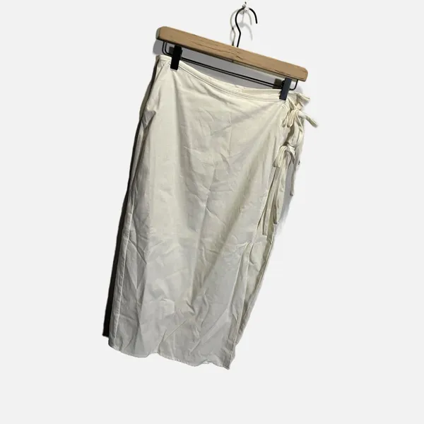 Future Collective Wrap Skirt Womens S Cream NEW Linen‎ Blend Midi Jenee Boho - Image 3