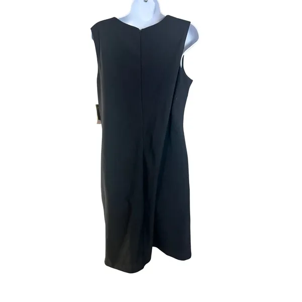 Taylor Womens Black White Scalloped Colorblock Sleeveless Sheath Dress Size 14 - Image 4