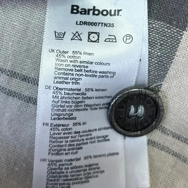 Barbour Linen Cream Plaid Checketed Short Sleeve Tartan Mini Shirt Dress Size 6 - Image 4