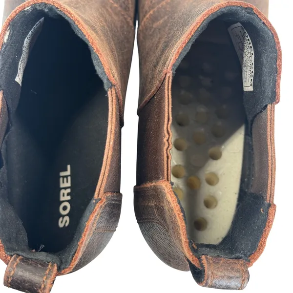 Sorel Joan of‎ Arctic Wedge II Chelsea Boot Leather Brown Burnt Henna Womens 7 - Image 3