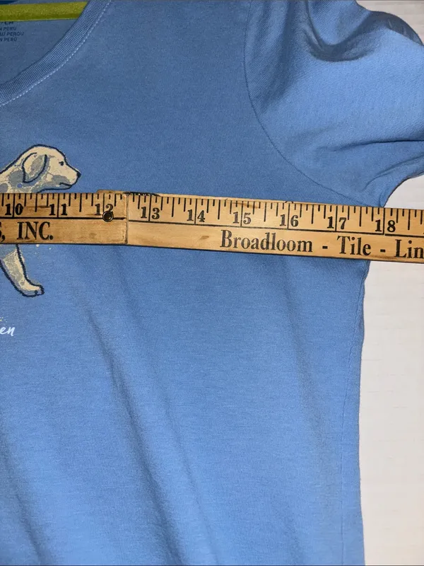 Life Is Good Blue L/S Tee Shirt V Neck With Life Is Golden On Front Size Small - Image 7