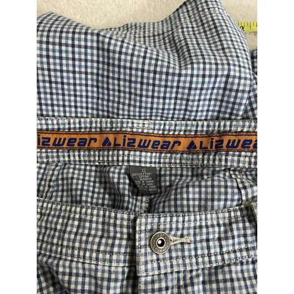 Vintage Liz wear Women’s Shorts 12 High Waisted Blue Gingham Pleated - Image 4