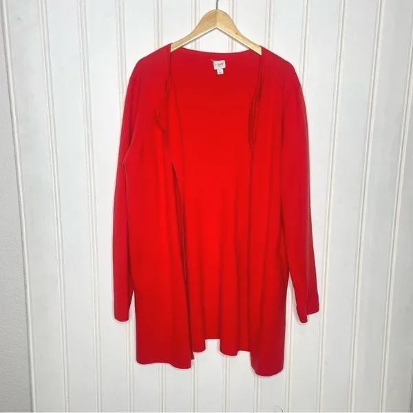 J. Crew Red Open Front Cotton Sweater Blazer Cardigan Pockets Size L 475 - Image 2