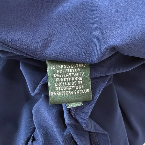 Ralph Lauren Navy Blue Ruched Sleeveless Rhinestone Stretch‎ Sheath Dress Size 4 - Image 10