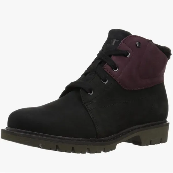 Cat Women’s Fret Faux Fur black & maroon‎ leather boots size 8.5 - Image 2