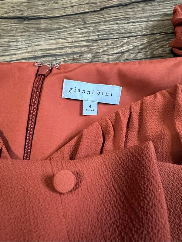 Gianni Bini Rust Orange Long Sleeve Button Front Fall Dress - Image 2