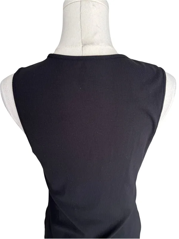 American Eagle - Soft & Sexy Ribbed Henley Bodysuit Black Sleeveless Sz L - Image 5
