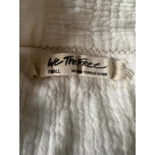 Free People Summer Daydream Buttondown Top in Ivory Size Small Gauze Oversized - Image 12