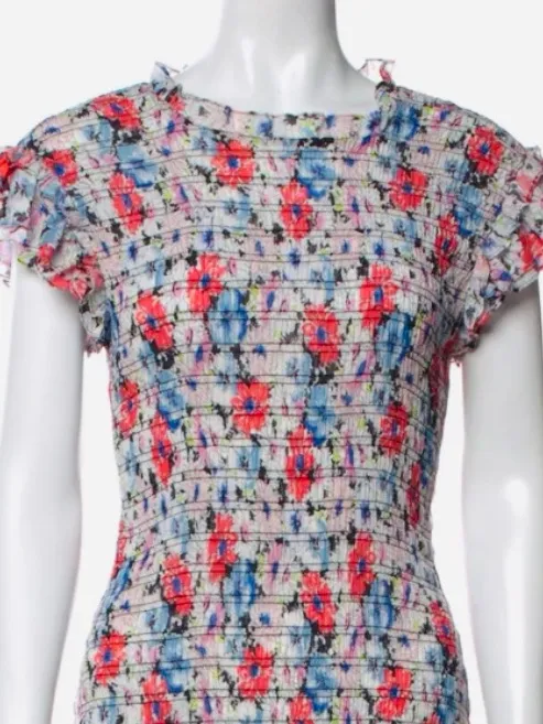 Veronica Beard Cici Floral Smocked Mini Dress. Not Lined Size 2 NWOT - Image 6