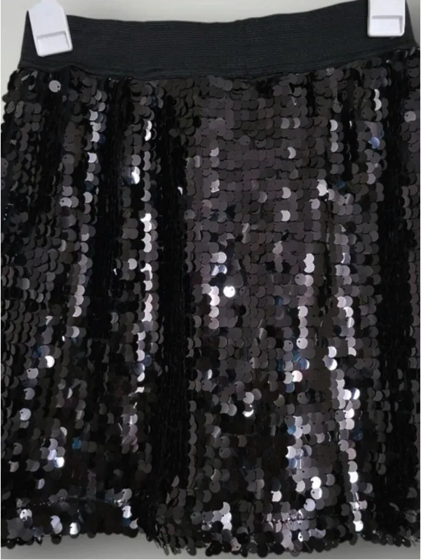 Pink Rose Black Sequin Skater‎ Skirt - Image 4