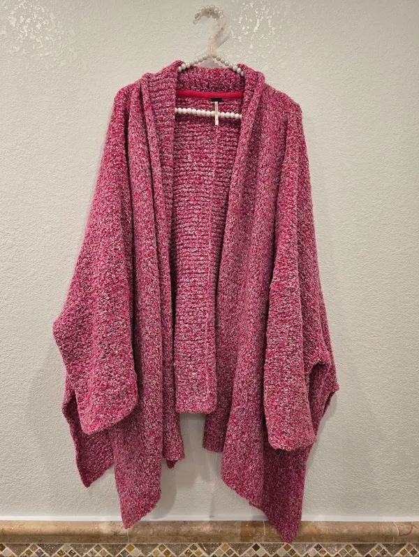 Free People BFF Cardigan Open Front in a Prickly Pear pink color S - Image 3