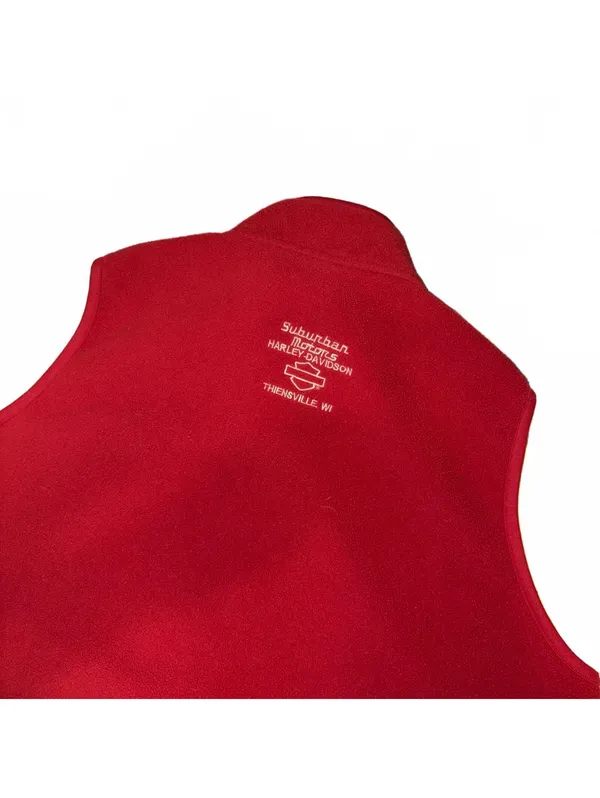 Harley-Davidson $80 Woman's Medium Embroidered Red Fleece Zip Front Vest - Image 4
