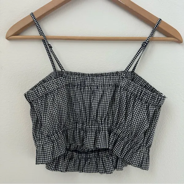 Kimchi Black Navy & white gingham crop top - Image 5