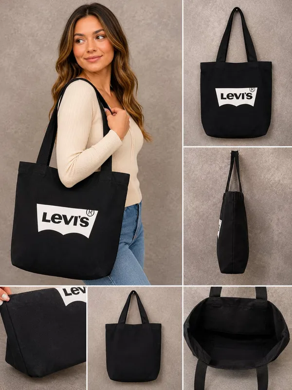 Levi's Batwing Logo Canvas Tote Bag in Black - Image 2