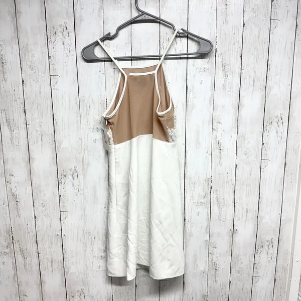 Style Stalker Dress Women Size Small White Tan Lace Detail Spaghetti Strap Mini‎ - Image 5