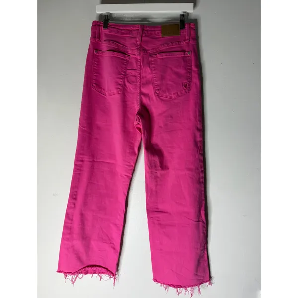 Judy Blue Hot Pink Heart Edition Wide Leg Raw Hem‎ Pants size 11/30 - Image 5