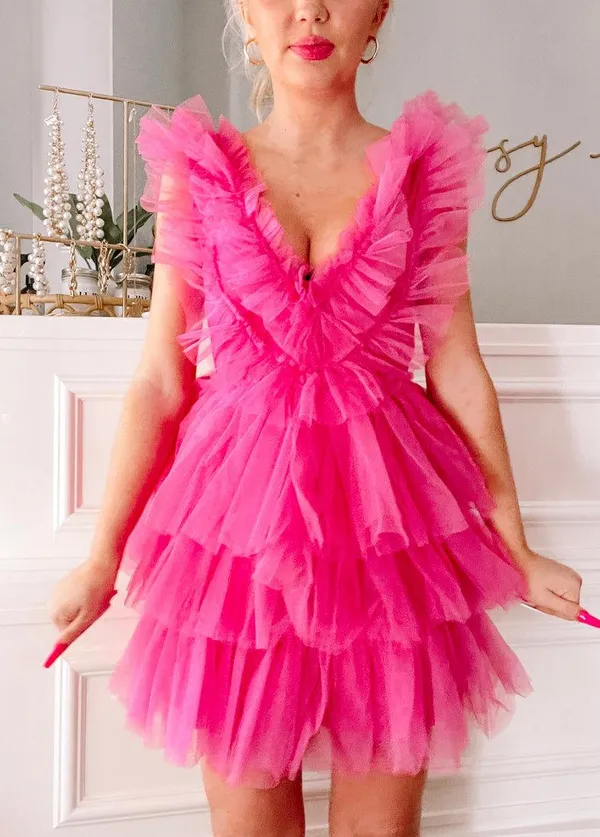 Sassy Shortcake Boutique Tulle Good to Be True Dress | Hot Pink - Image 2