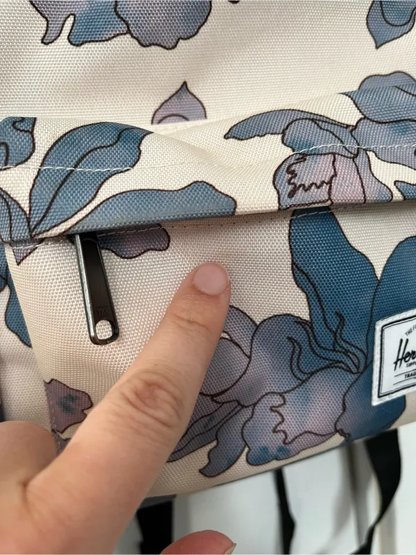 Herschel Supply Company Floral Mini Backpack tan blue flowers STAINS - Image 3