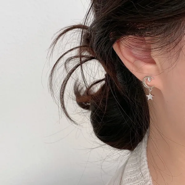 Asymmetry Moon Star Dangle Drop Earrings for Women - Image 4