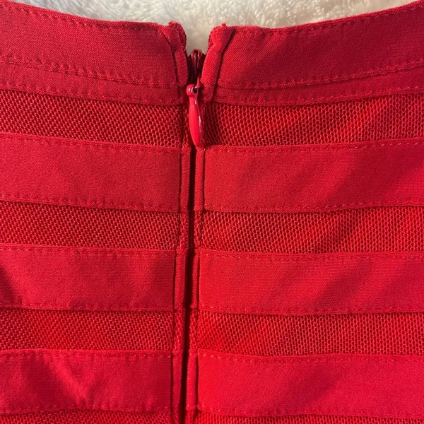 Adrianna Papell Red Mesh Panel V-Neck Cap Sleeve‎ Cocktail Dress Size 16 NEW - Image 6