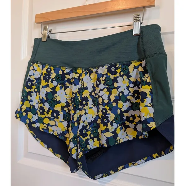 Outdoor Voices Floral Navy, Yellow & Green Athletic Shorts - Image 4