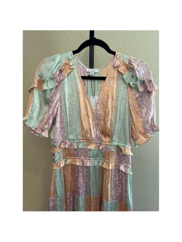 Size S Anthropologie Current Air Color Block Floral Midi Dress - Image 7