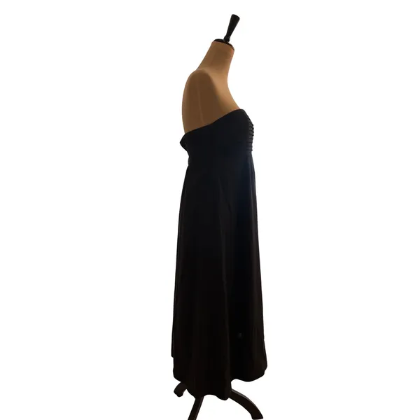 Banana Republic Womens Black 100% Silk Strapless Pleated Midi Dress Size 10 - Image 2