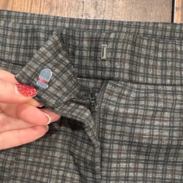 Amanda & Chelsea Womens Size 8 Plaid Straight Leg Career Pants‎ Gray Black - Image 7