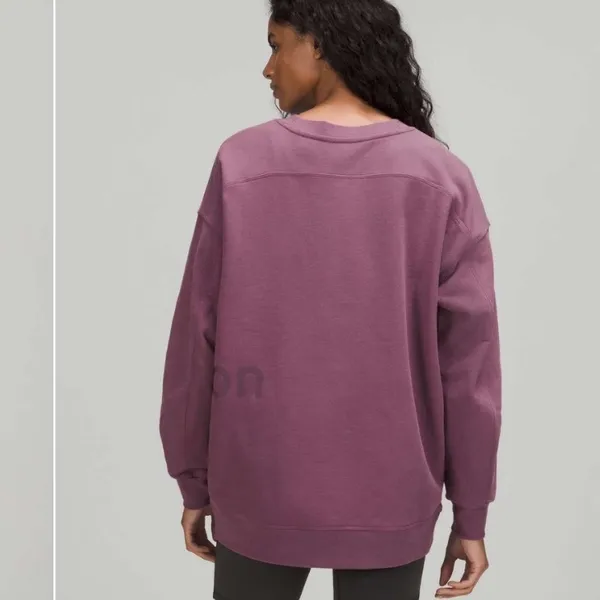 Lululemon Perfectly Oversized Crewneck Sweatshirt Plum Purple 100% Cotton Size 8 - Image 10
