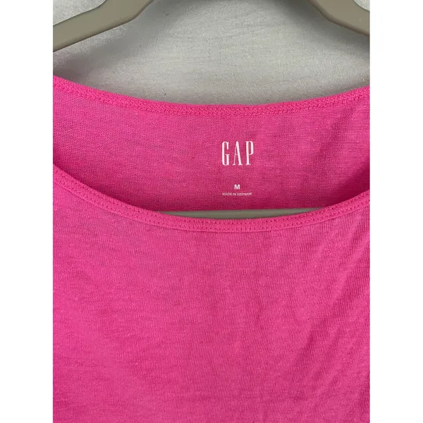 Gap Womens Crop Top Pink Linen Blend Long Sleeve Scoop Neck Medium - Image 5