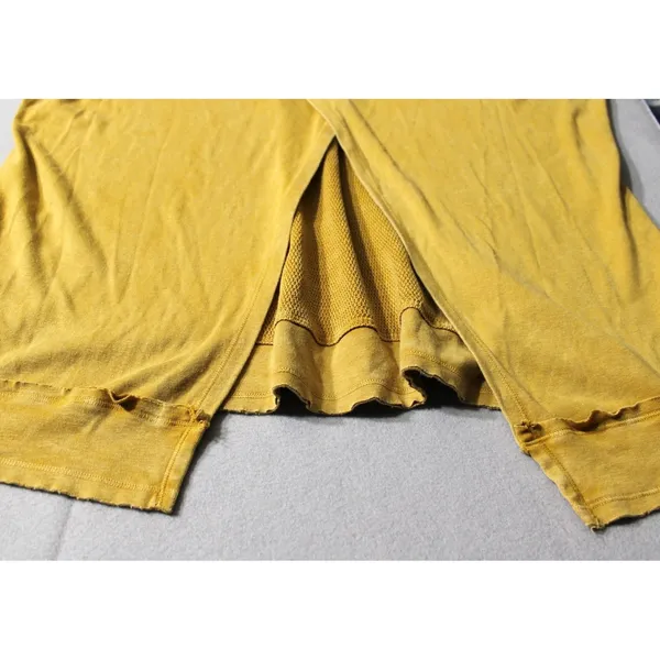M.‎ Rena Waffle Knit Top Womens Large Yellow V-Neck Pleated Thermal Boho S4945A - Image 10