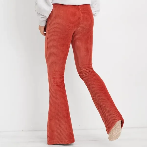 Aerie Groove-On Velour High Waisted Flare Pant -‎ Size S - Cinnabar - NWT - Image 2