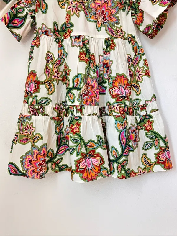MISA Los Angeles Mabel Green Floral Mini Dress Botanical Print Flutter Sleeve XS - Image 6