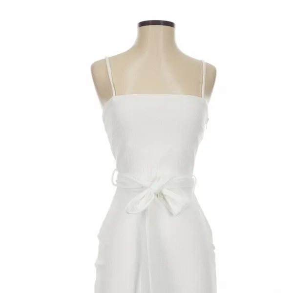 Hello Molly White Ways I Loved You Knit Midi Dress Tie Waist Size S Minimalist - Image 5
