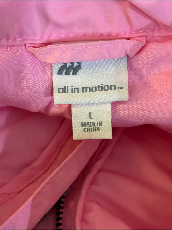 All in Motion Pink Quilted Puffer Jacket Full Zip Oversized L - Image 5