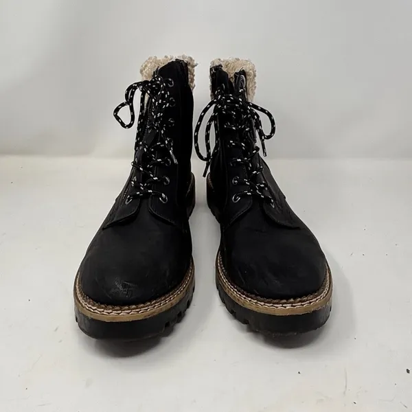 Universal Thread Black Combat Boots with Faux Fur Cuff - Size 11 - Image 5