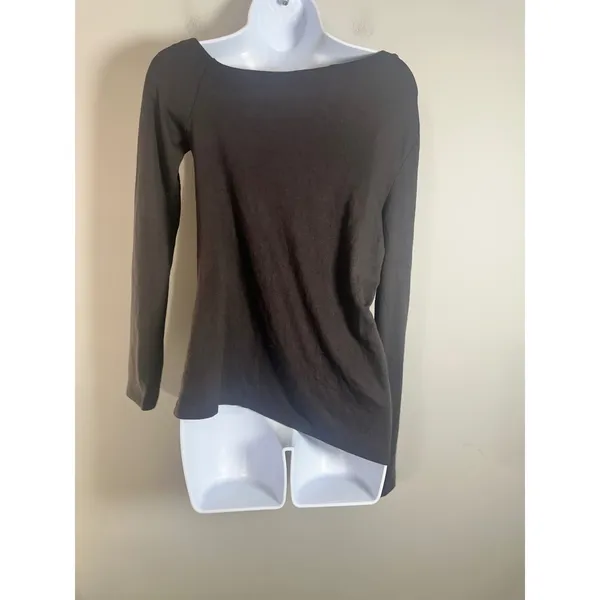 Banana Republic Soft‎ Luxe Off Shoulder Asymmetrical Tee Brown Long Sleeve Small - Image 6