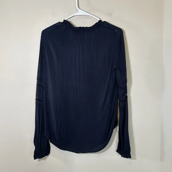 Scotch & Soda Women's Small Blouse Dane la‎ Nuit Long Sleeve neck Tie eyelet - Image 10