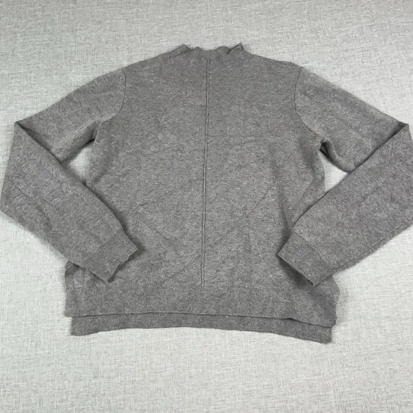 Carolyn Taylor Sweater Womens L Gray Viscose Blend Mock Neck Ruffle Tight-Knit - Image 2