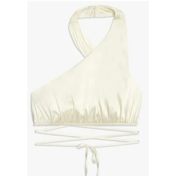 NWT Danielle Bernstein WeWoreWhat Satin Stretch Charmeuse Halter Top Ivory M - Image 2