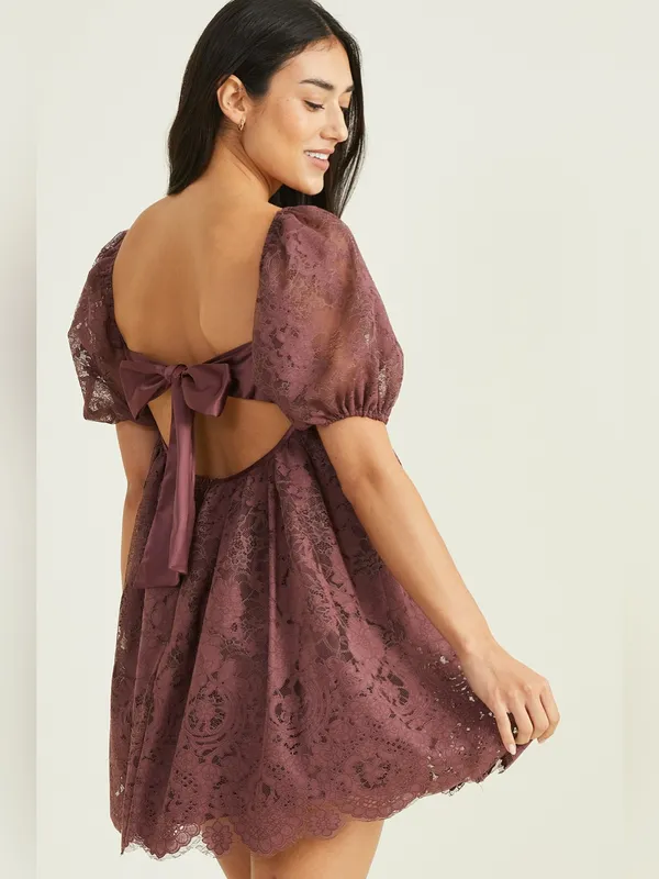 Altar’d State Vivika Lace Babydoll Mini Dress Size Small - Image 2
