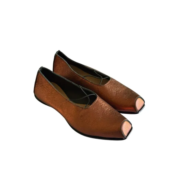 CYDWOQ Stage Flat Leather Mary Janes 36 Copper Art to Wear Shoes Handmade In USA - Image 3