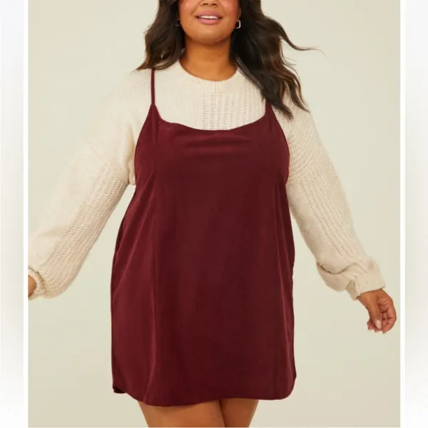 NEW Arula Burgundy Skirtall Dress Plus Size A / 1X NWT - Image 3