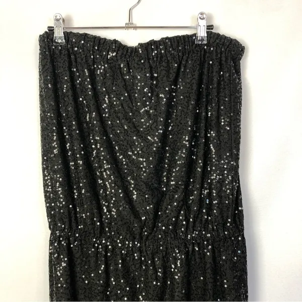 Tibi Black Sequin Strapless Maxi Formal Gown‎ M - Image 3